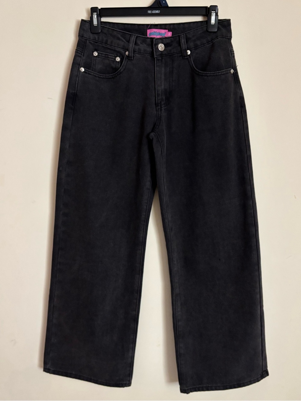 Edikted Black Low Rise Wide Leg Jeans